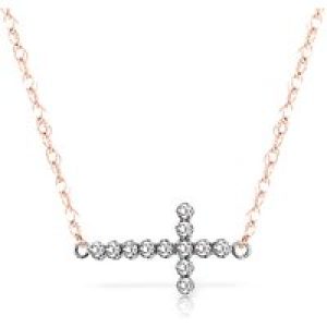 Diamond Minerva Contemporary Cross Pendant Necklace in 9ct Rose Gold