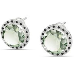 Green Amethyst & Diamond Octavia Halo Earrings in 9ct White Gold