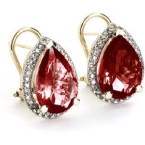 Garnet & Diamond Cerise Halo Stud Earrings in 9ct Gold