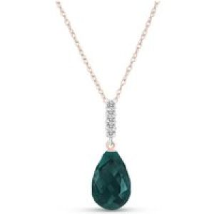 Emerald & Diamond Avery Embellished Drop Pendant Necklace in 9ct Rose Gold