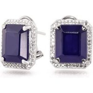 Sapphire & Diamond Lydia Halo Stud Earrings in 9ct White Gold