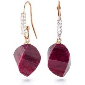 Ruby & Diamond Prominent Geometric Drop Earrings in 9ct Rose Gold