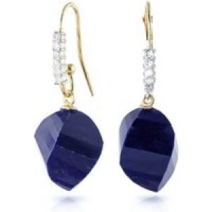 Sapphire & Diamond Prominent Geometric Drop Earrings in 9ct Gold