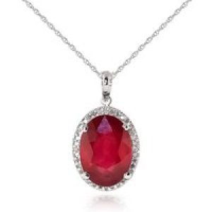Ruby & Diamond Eve Prominent Halo Pendant Necklace in 9ct White Gold