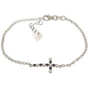 Sapphire & Diamond Minerva Contemporary Cross Bracelet in 9ct White Gold