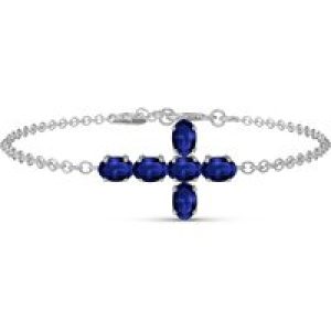 Sapphire Diana Contemporary Cross Bracelet in 9ct White Gold