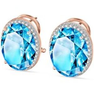 Blue Topaz & Diamond Penelope Halo Stud Earrings in 9ct Rose Gold