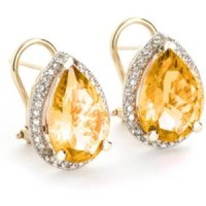 Citrine & Diamond Cerise Halo Stud Earrings in 9ct Gold