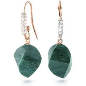 Emerald & Diamond Prominent Geometric Drop Earrings in 9ct Rose Gold