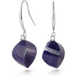 Sapphire & Diamond Geometric Drop Earrings in 9ct White Gold
