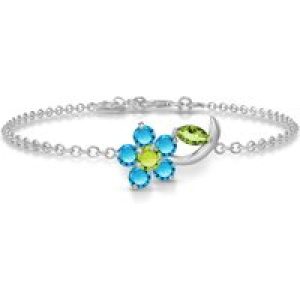 Peridot & Blue Topaz Elora Charming Flower Bracelet in 9ct White Gold