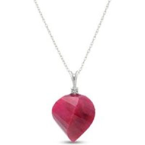 Ruby & Diamond Salma Dimensional Abstract Pendant Necklace in 9ct White Gold