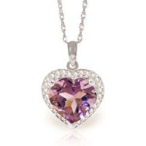 Amethyst & Diamond Melody Signature Halo Pendant Necklace in 9ct White Gold