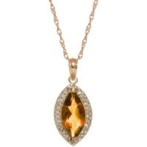 Citrine & Diamond Ivanna Halo Pendant Necklace in 9ct Rose Gold