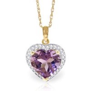 Amethyst & Diamond Melody Signature Halo Pendant Necklace in 9ct Gold