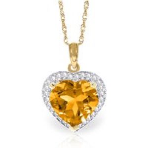 Citrine & Diamond Melody Signature Halo Pendant Necklace in 9ct Gold