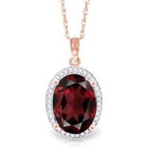 Garnet & Diamond Eve Prominent Halo Pendant Necklace in 9ct Rose Gold