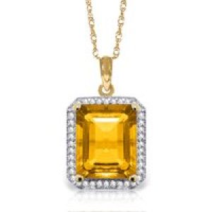 Citrine & Diamond Lilibet Signature Halo Pendant Necklace in 9ct Gold