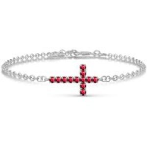 Ruby Minerva Contemporary Cross Bracelet in 9ct White Gold