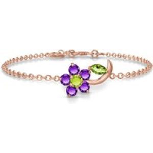 Peridot & Amethyst Elora Charming Flower Bracelet in 9ct Rose Gold