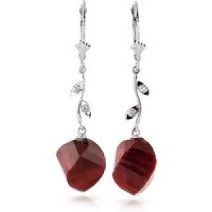Ruby & Diamond Dimensional Drop Earrings in 9ct White Gold
