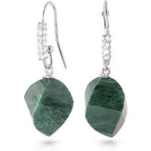 Emerald & Diamond Prominent Geometric Drop Earrings in 9ct White Gold
