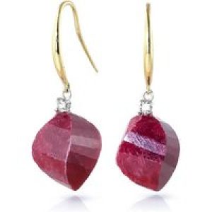 Ruby & Diamond Geometric Drop Earrings in 9ct Gold