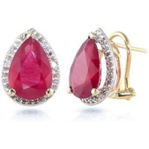 Ruby & Diamond Cerise Halo Stud Earrings in 9ct Gold