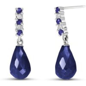 Sapphire & Diamond Avery Embellished Stud Drop Earrings in 9ct White Gold