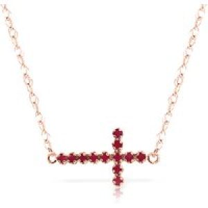 Ruby Minerva Contemporary Cross Pendant Necklace in 9ct Rose Gold