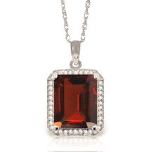 Garnet & Diamond Lilibet Signature Halo Pendant Necklace in 9ct White Gold
