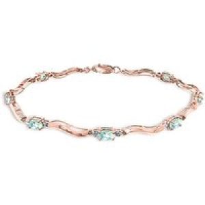Aquamarine & Diamond Bryony Wave Tennis Bracelet in 9ct Rose Gold
