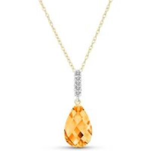 Citrine & Diamond Avery Embellished Drop Pendant Necklace in 9ct Gold