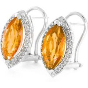 Citrine & Diamond Ivanna Halo Stud Earrings in 9ct White Gold