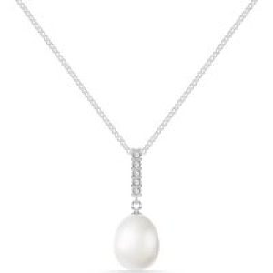 Pearl & Diamond Chelsea Embellished Drop Pendant Necklace in 9ct White Gold