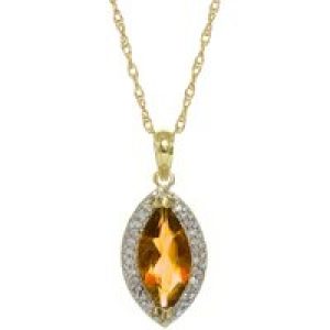 Citrine & Diamond Ivanna Halo Pendant Necklace in 9ct Gold