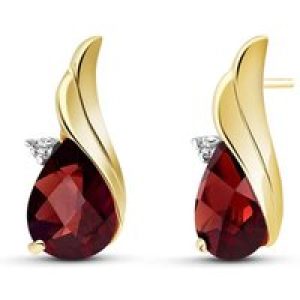Garnet & Diamond Veronica Stud Earrings in 9ct Gold