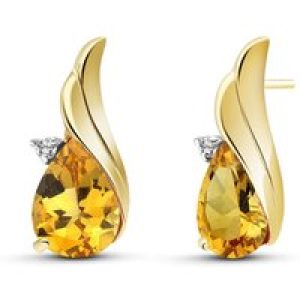 Citrine & Diamond Veronica Stud Earrings in 9ct Gold