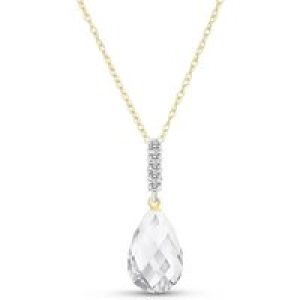 White Topaz & Diamond Avery Embellished Drop Pendant Necklace in 9ct Gold