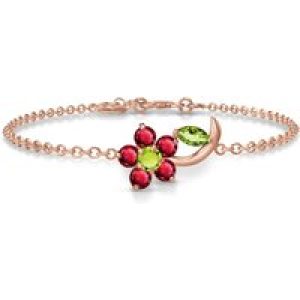 Peridot & Ruby Elora Charming Flower Bracelet in 9ct Rose Gold