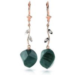 Emerald & Diamond Dimensional Drop Earrings in 9ct Rose Gold