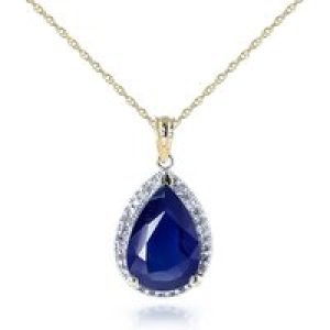 Sapphire & Diamond Cerise Prominent Halo Pendant Necklace in 9ct Gold
