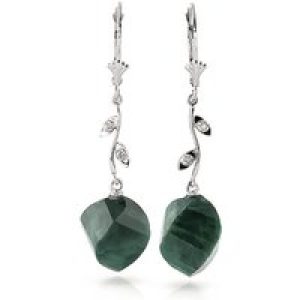Emerald & Diamond Dimensional Drop Earrings in 9ct White Gold
