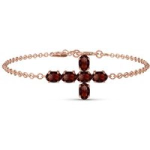 Garnet Diana Contemporary Cross Bracelet in 9ct Rose Gold