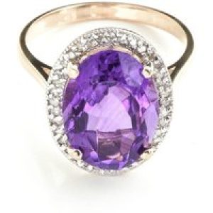 Amethyst & Diamond Eve Halo Ring in 18ct Rose Gold