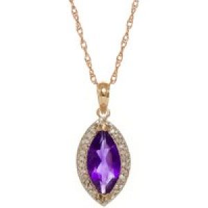 Amethyst & Diamond Ivanna Halo Pendant Necklace in 9ct Rose Gold