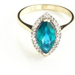 Blue Topaz & Diamond Ivanna Halo Ring in 18ct Gold