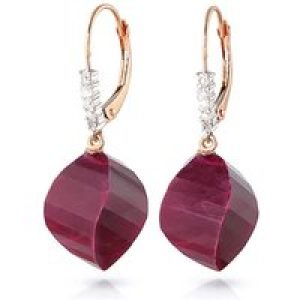 Ruby & Diamond Geometric Drop Earrings in 9ct Rose Gold