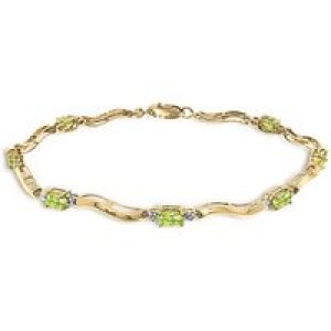 Peridot & Diamond Bryony Wave Tennis Bracelet in 9ct Gold