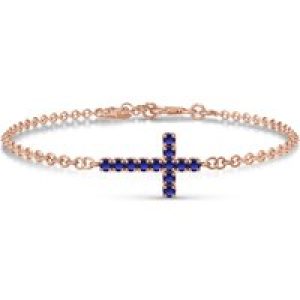 Sapphire Minerva Contemporary Cross Bracelet in 9ct Rose Gold